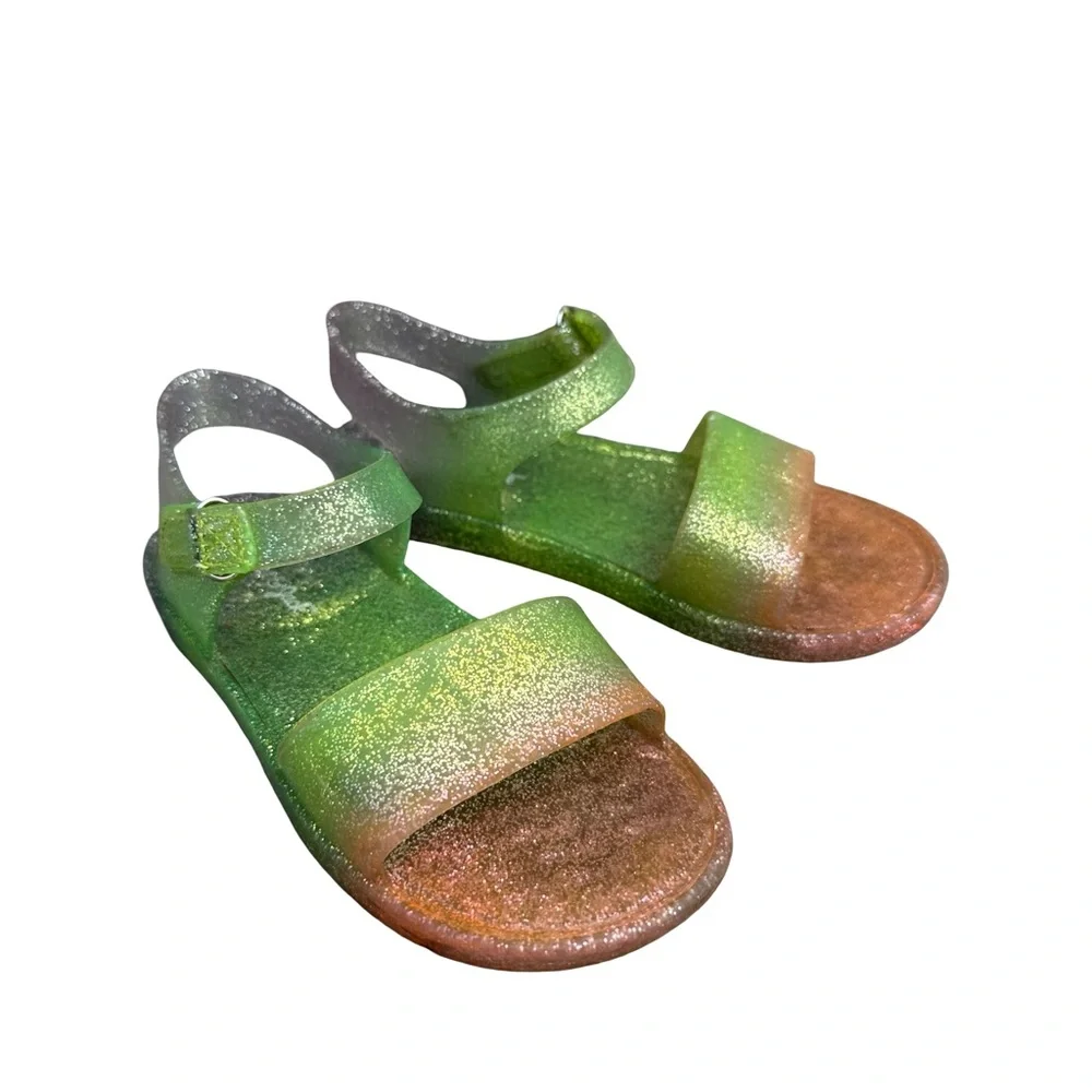 Cat & Jack Tessa Multi Ombre Glitter Hook & Loop Jelly Sandals Size 11